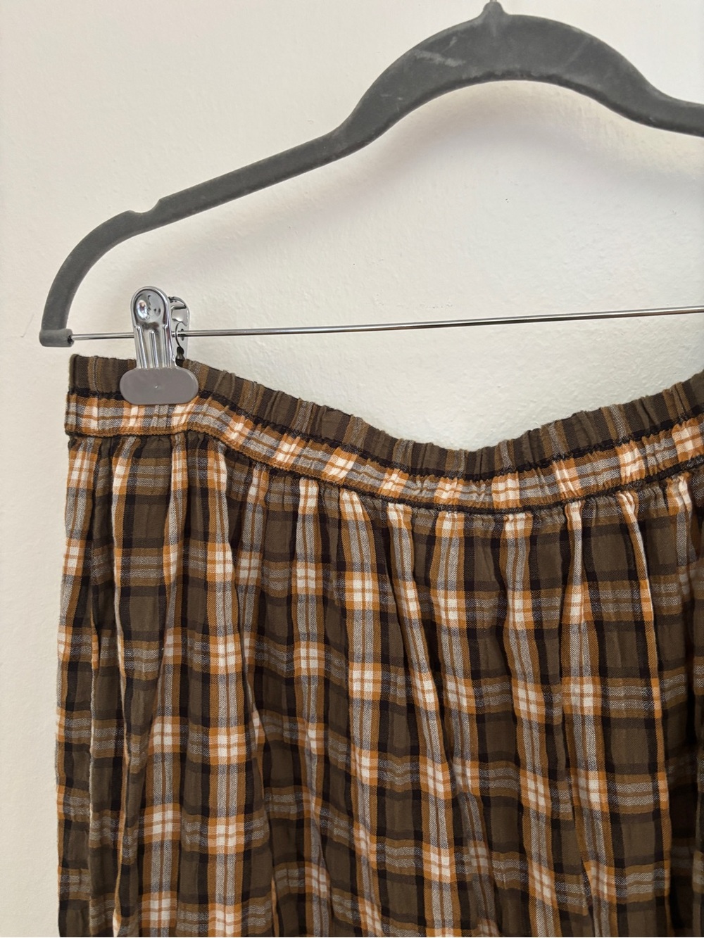 American Eagle Green Plaid Tiered Maxi Skirt Size XL - Picture 4 of 9
